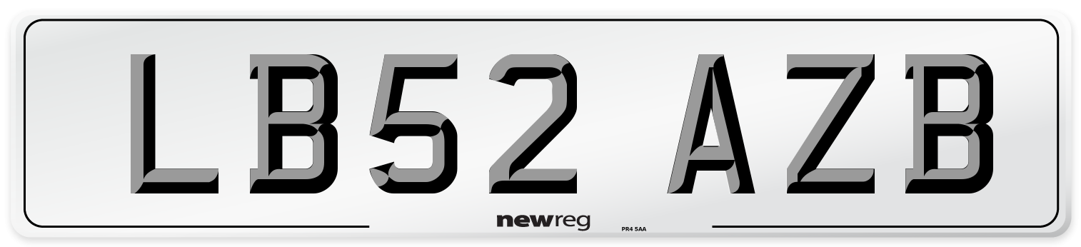 LB52 AZB Number Plate from New Reg